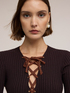 Ribbed knit top with ties in viscose blend image number 3