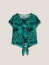 Jungle-patterned blouse with knot image number 4