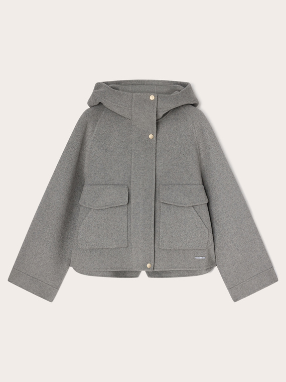 Jacke aus Wollmischtuch mit Kapuze