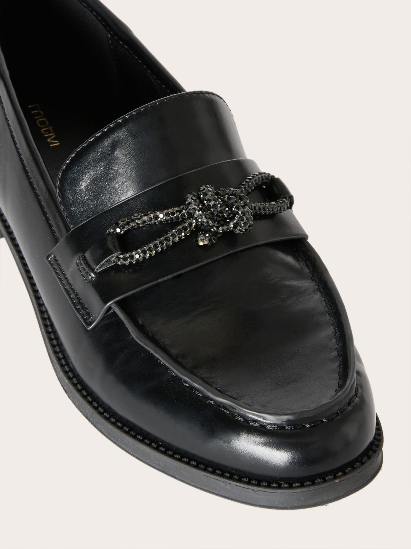 Mocasin din țesătură laminată neagră image number 3