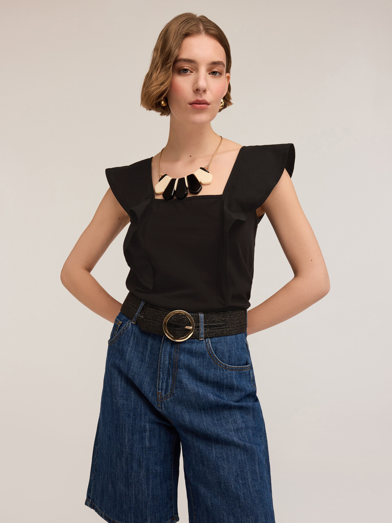 Jersey top with flounce image number 0