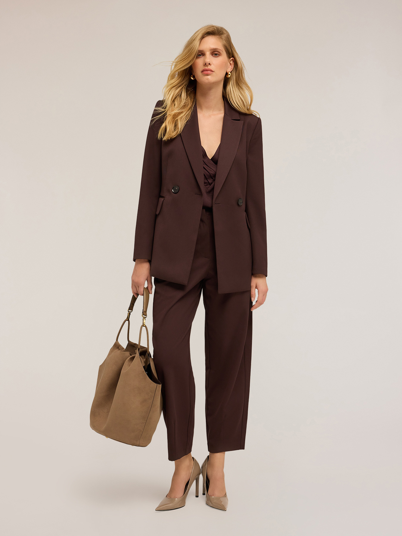 Double-breasted jacket with belt image number 0