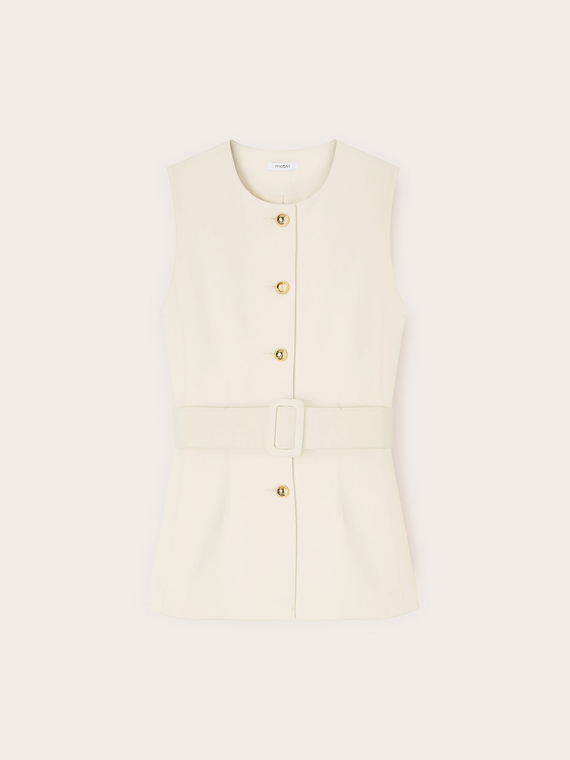Gilet simple boutonnage avec boutons m&eacute;talliques et ceinture