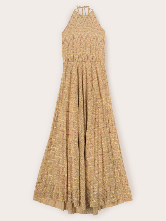 Langes Flare-Kleid aus Lurex-Mix