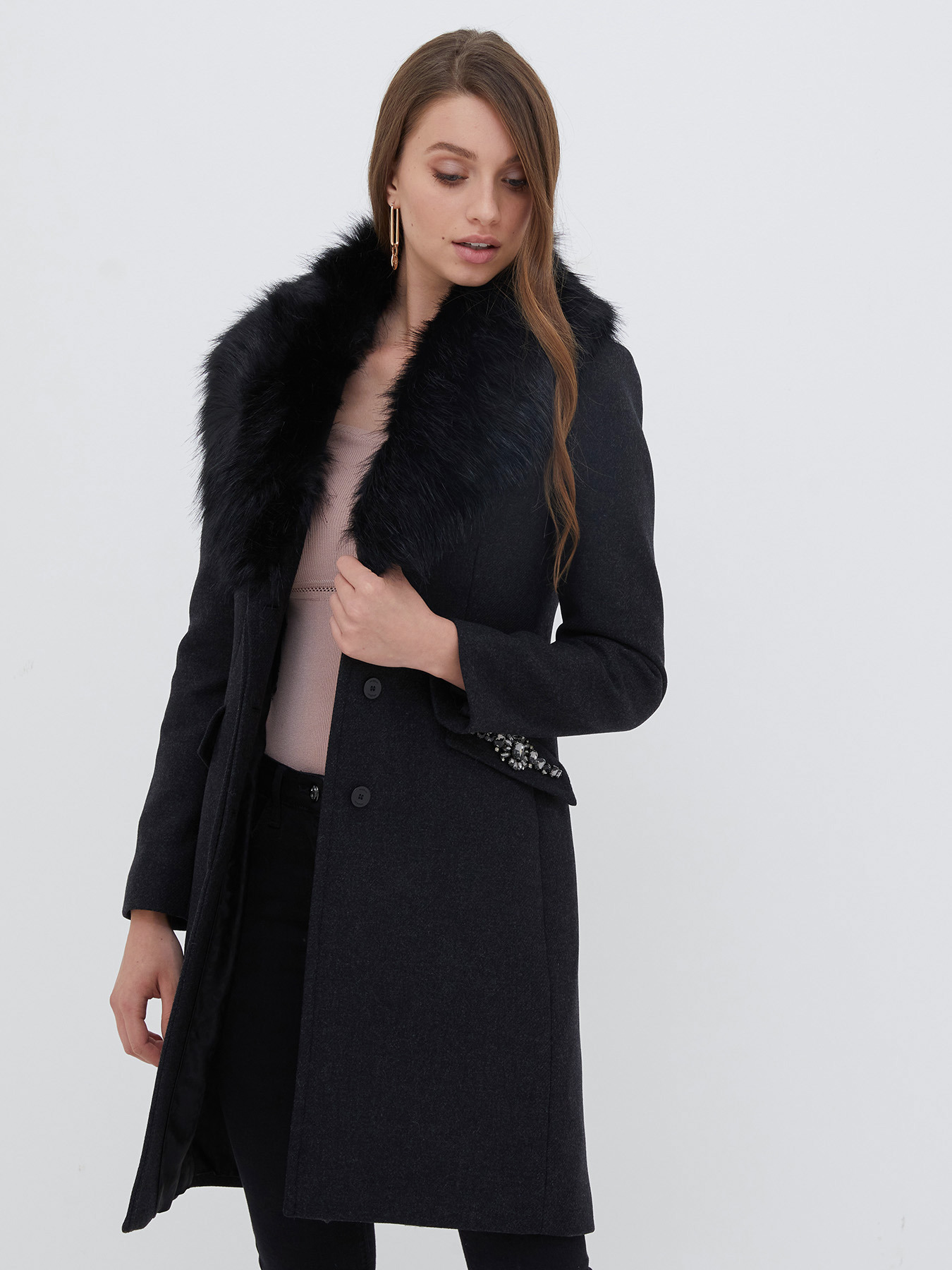 Coat with applied gemstones image number 0