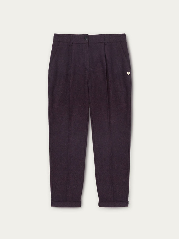 Wool blend carrot fit trousers