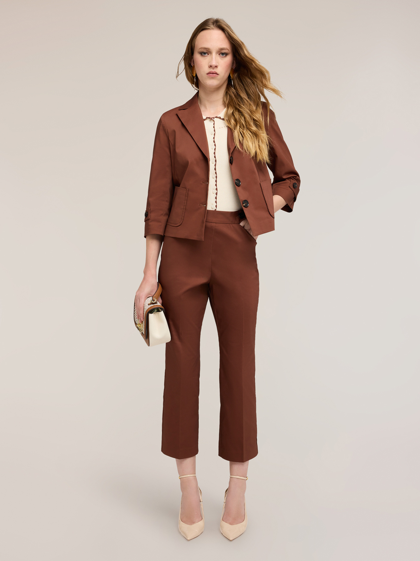 Kick flare trousers in technical cotton image number 2