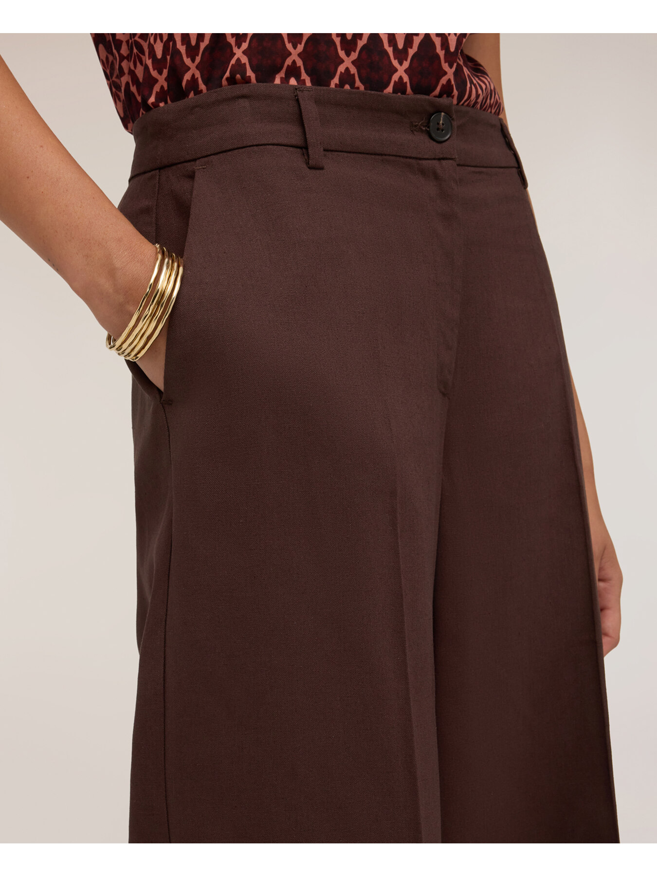 Pantalon palazzo en popeline avec pinces image number 3