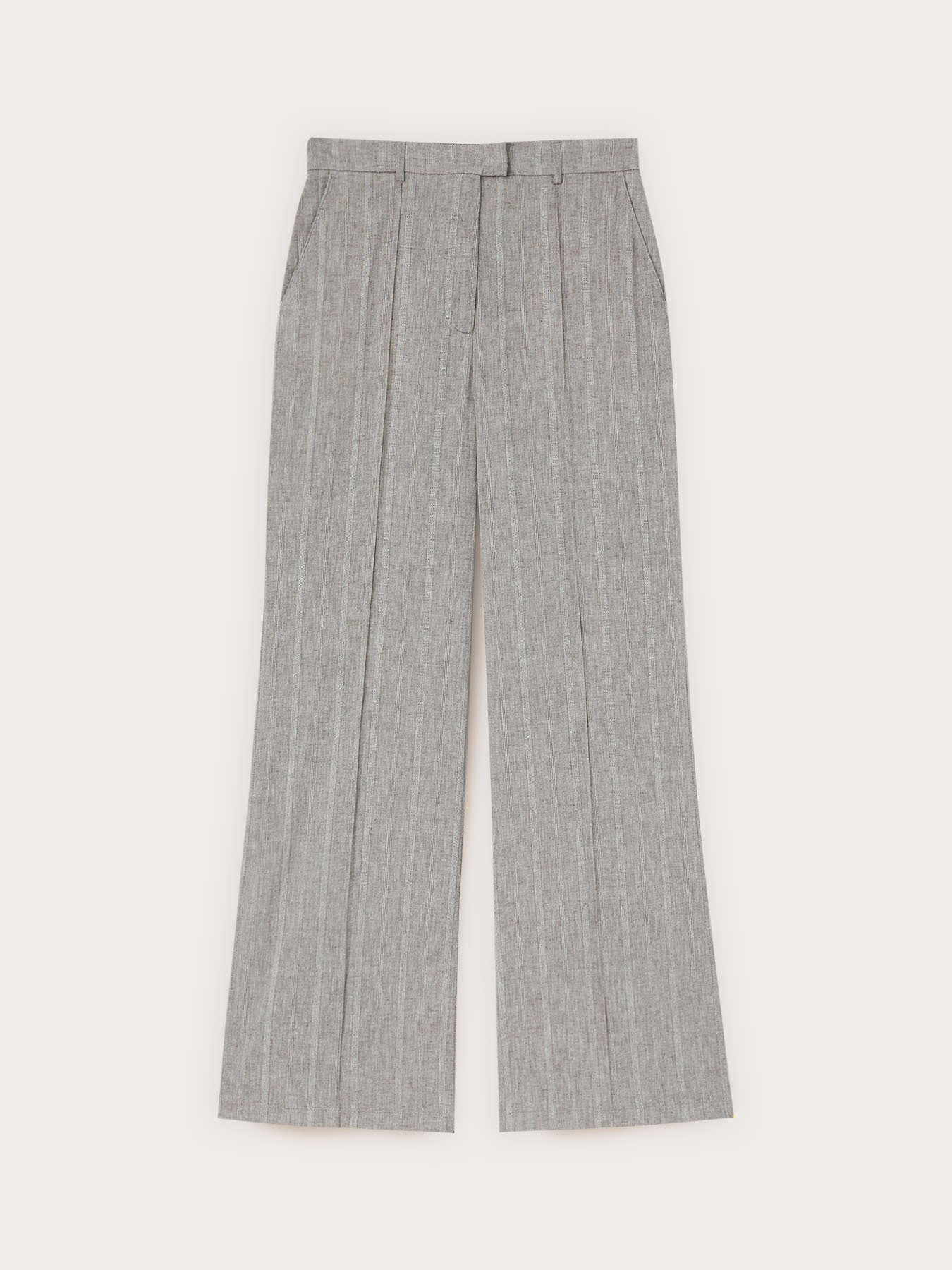 Pantalon palazzo en m&eacute;lange de lin avec pli marqu&eacute; image number 4