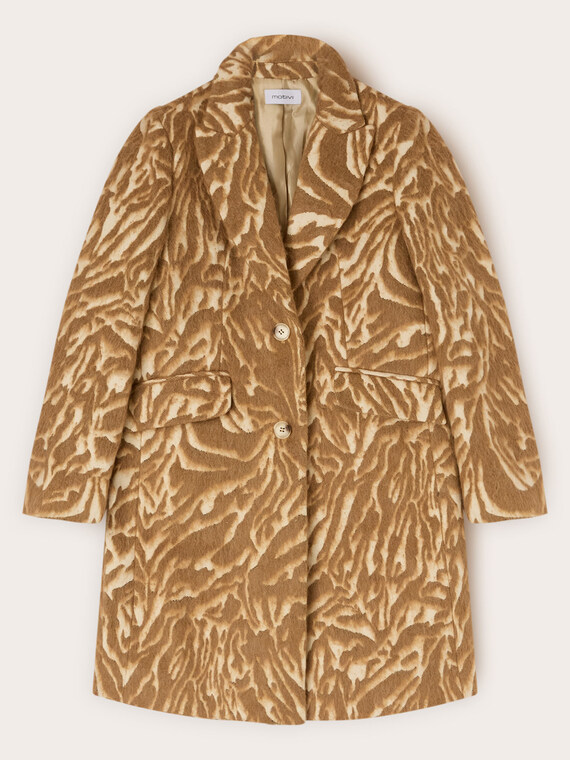 Manteau en laine m&eacute;lang&eacute;e jacquard