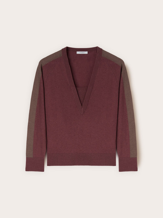 Jersey escote en V en mezcla de seda