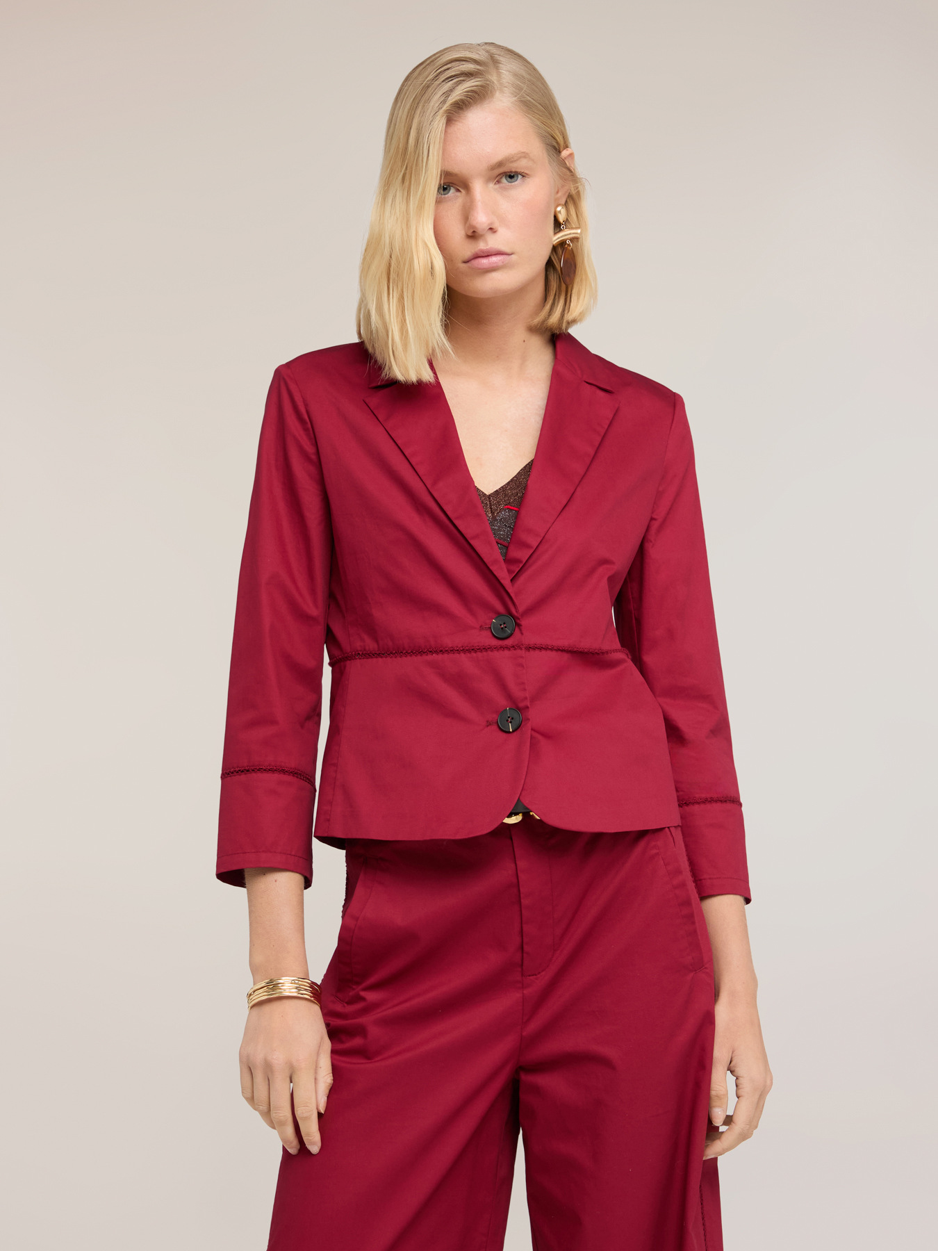 Blazer aus Baumwoll-Twill mit Ajour&eacute; image number 0
