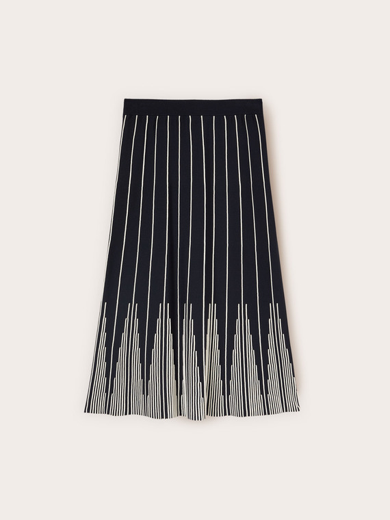 Pleated striped midi skirt
