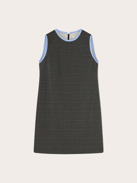 Robe &agrave; motif &agrave; carreaux avec bordure contrastante