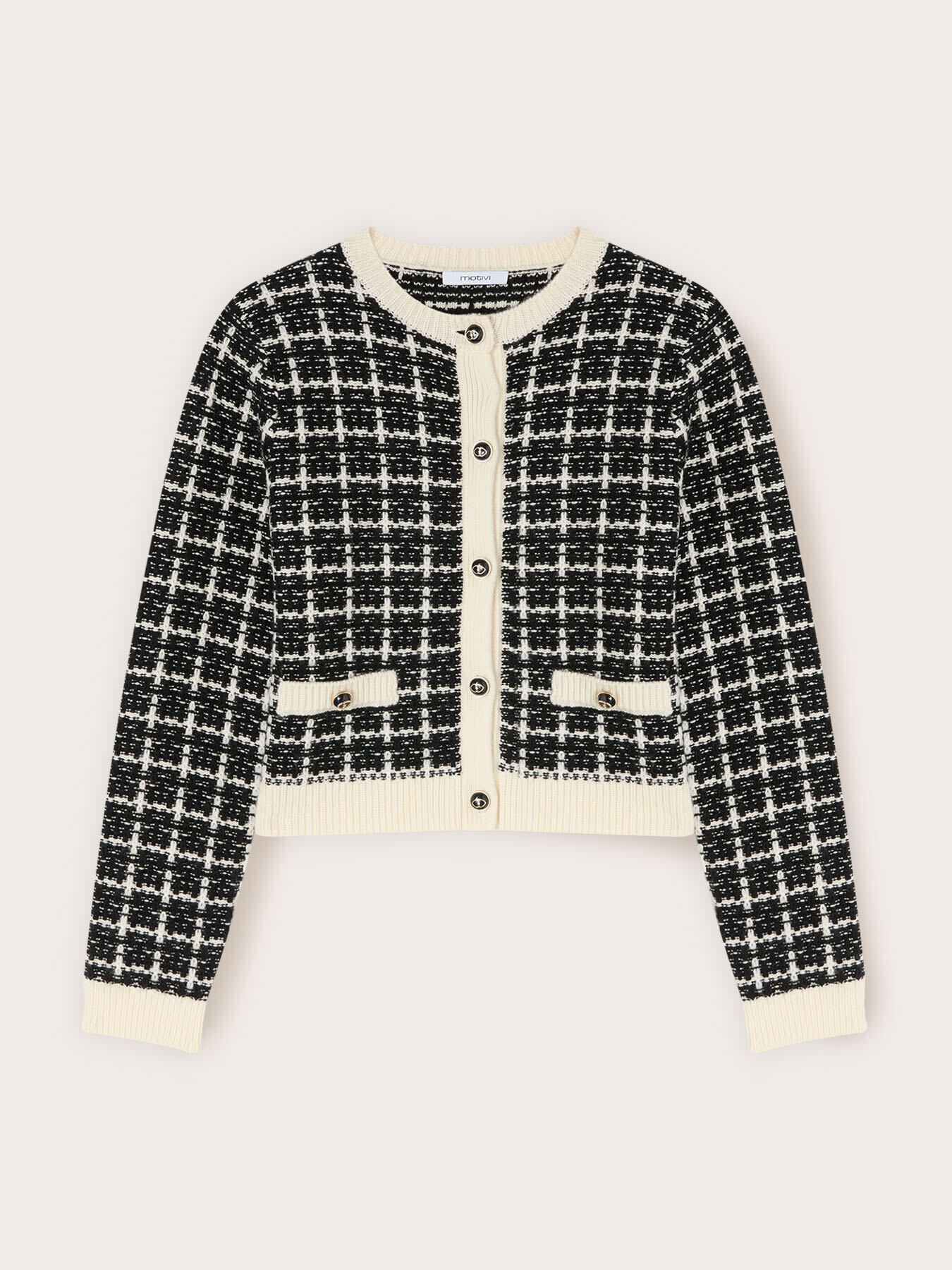 Cardigan in maglia check con bottoni image number 4