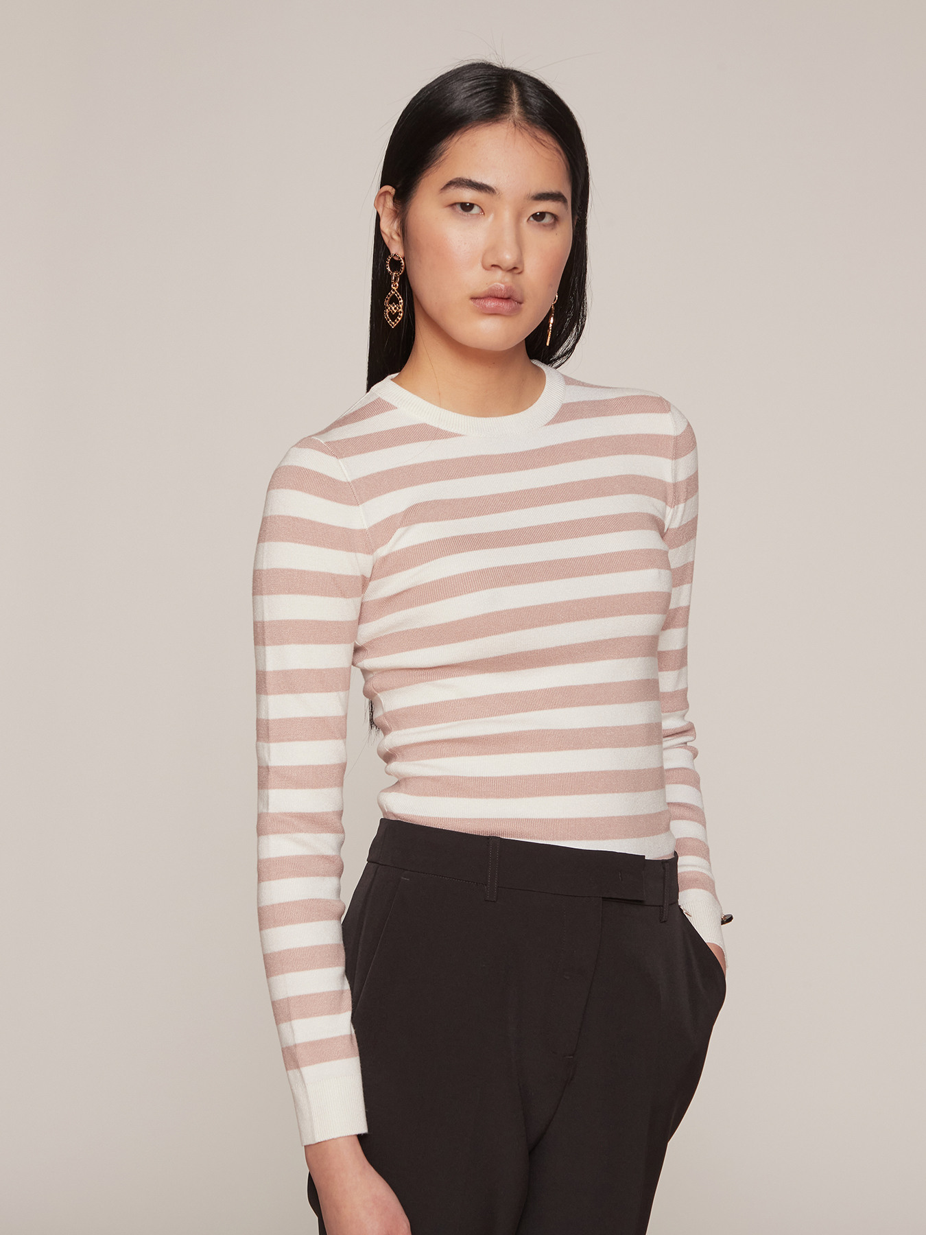 Striped crew-neck sweater image number 0