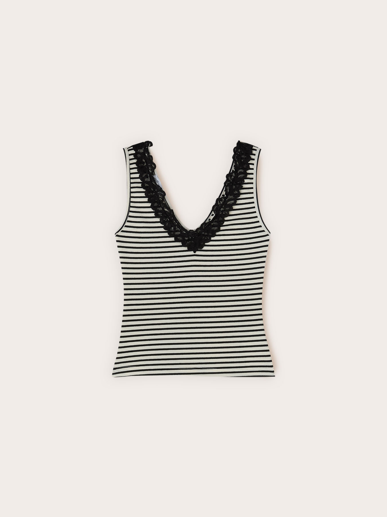 Striped top with lace trim image number 4