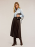 Pleated midi skirt in coated fabric image number 3