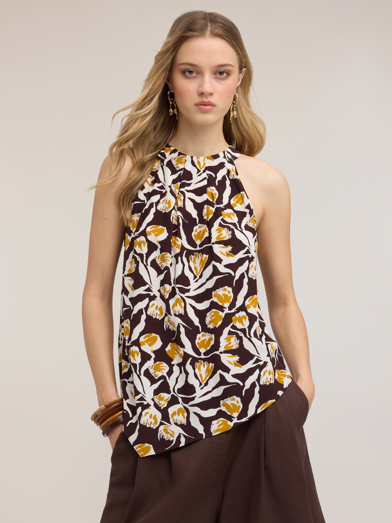 Top en viscose avec imprim&eacute; et drap&eacute; image number 3