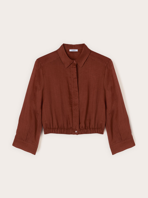 Camicia corta in mussola di ramie