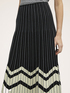Long pleated knit skirt with chevron pattern image number 2