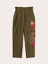 Paperbag trousers with floral embroidery image number 5