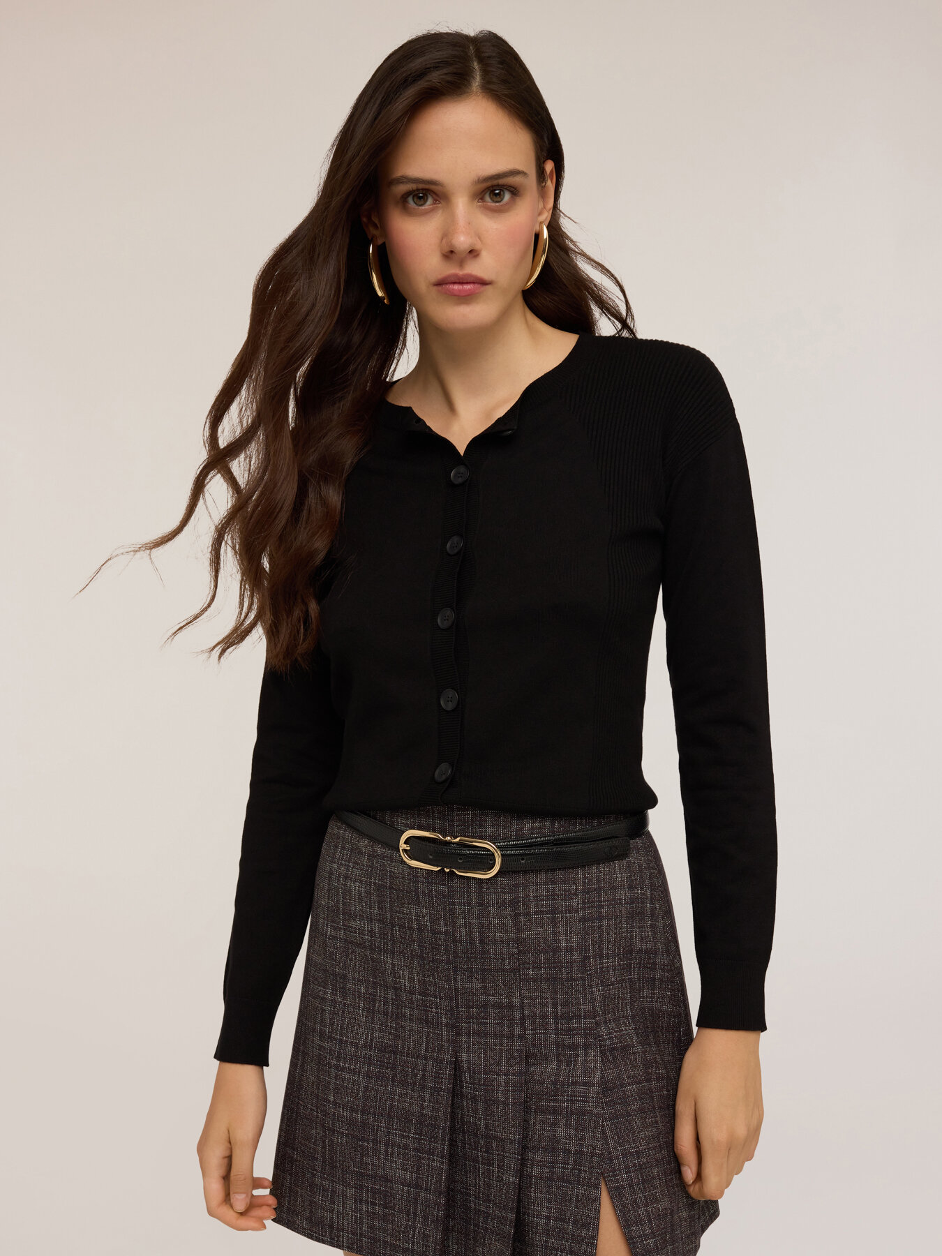 Cardigan with ribbed details image number 4