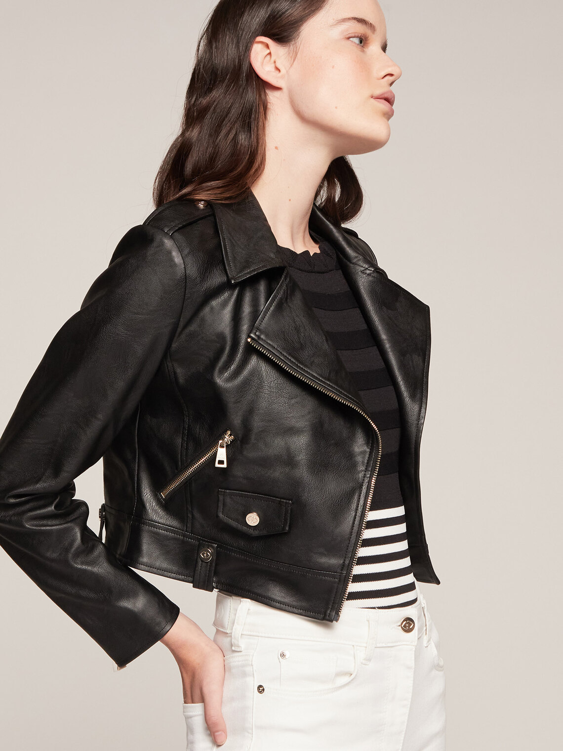 Giubbotto biker effetto pelle - Motivi.com