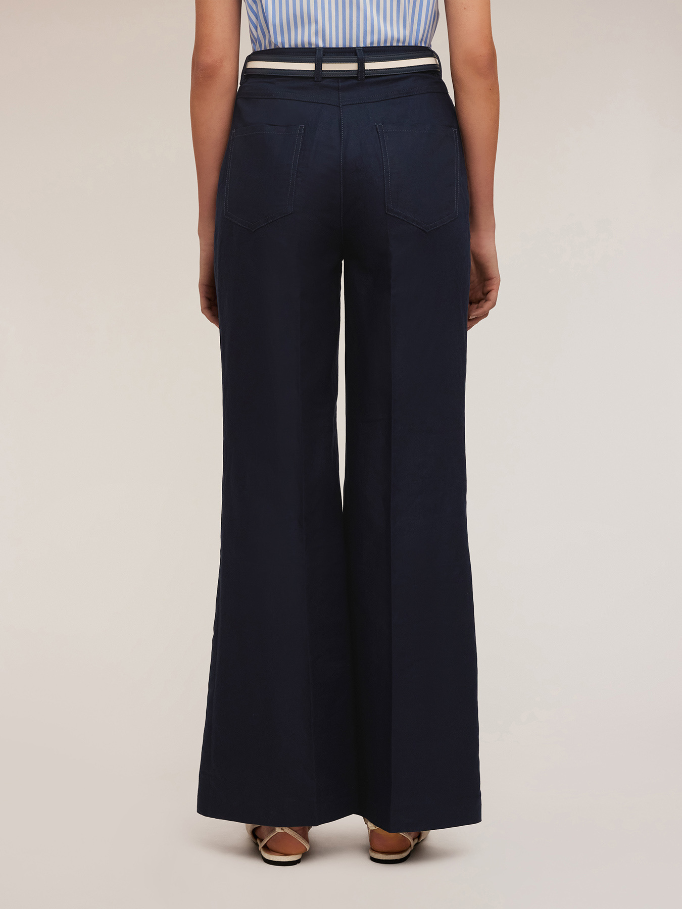 Pantaloni wide leg misto lino image number 1