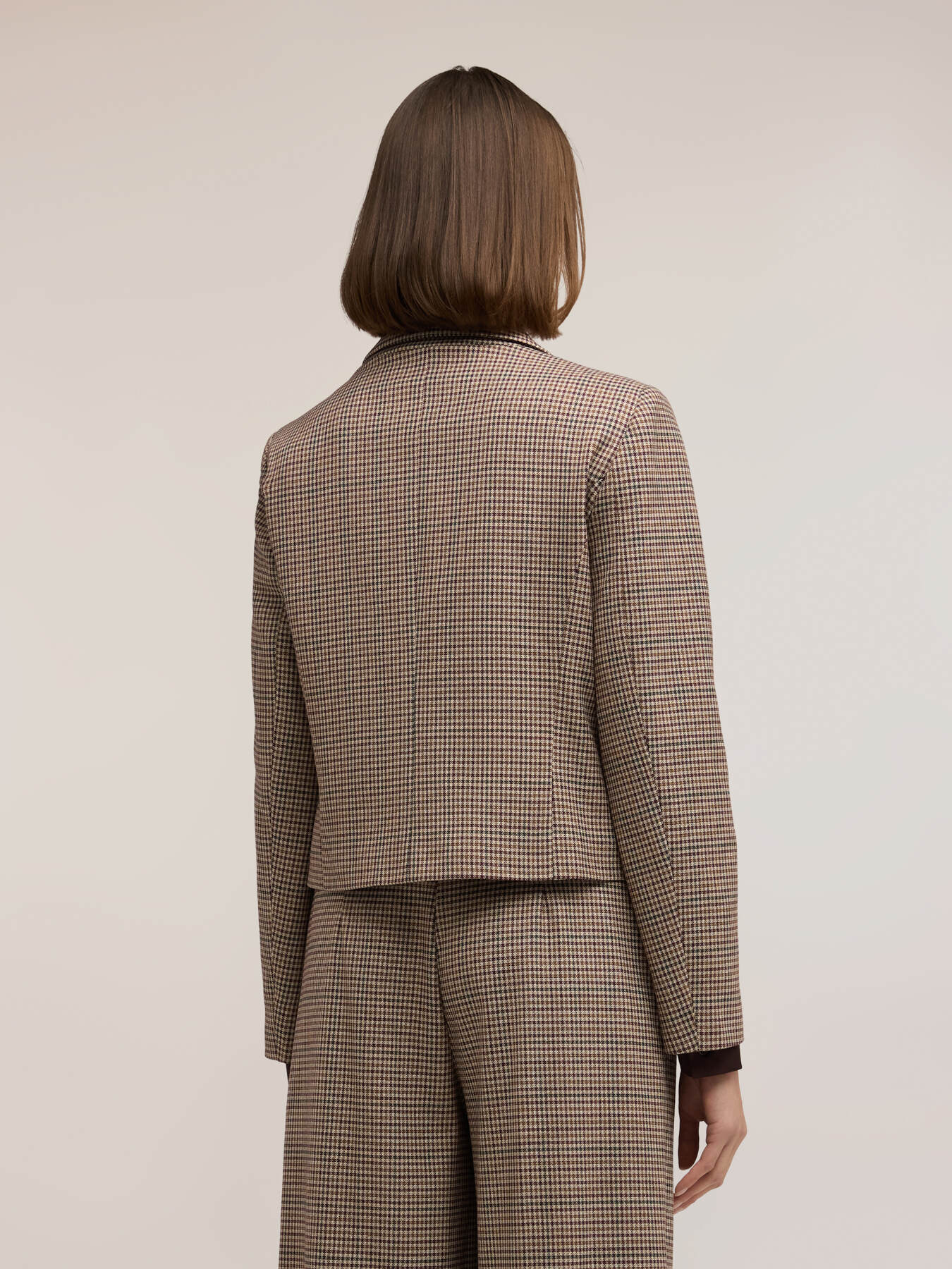 Short double-breasted jacket with check pattern image number 2
