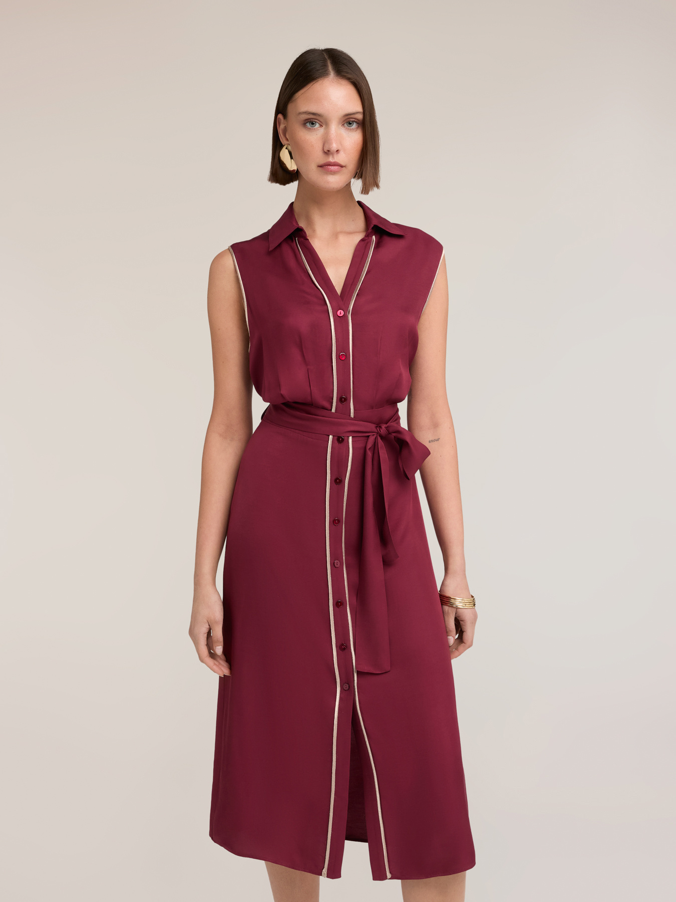 Hemdblusenkleid aus Twill mit G&uuml;rtel image number 2