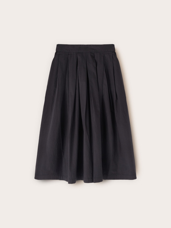 Midi skirt in poplin with pleats