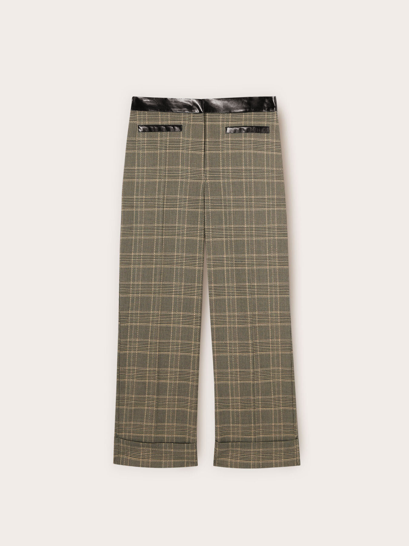 Pantalones cropped te&ntilde;ido en hilo fantas&iacute;a check image number 4