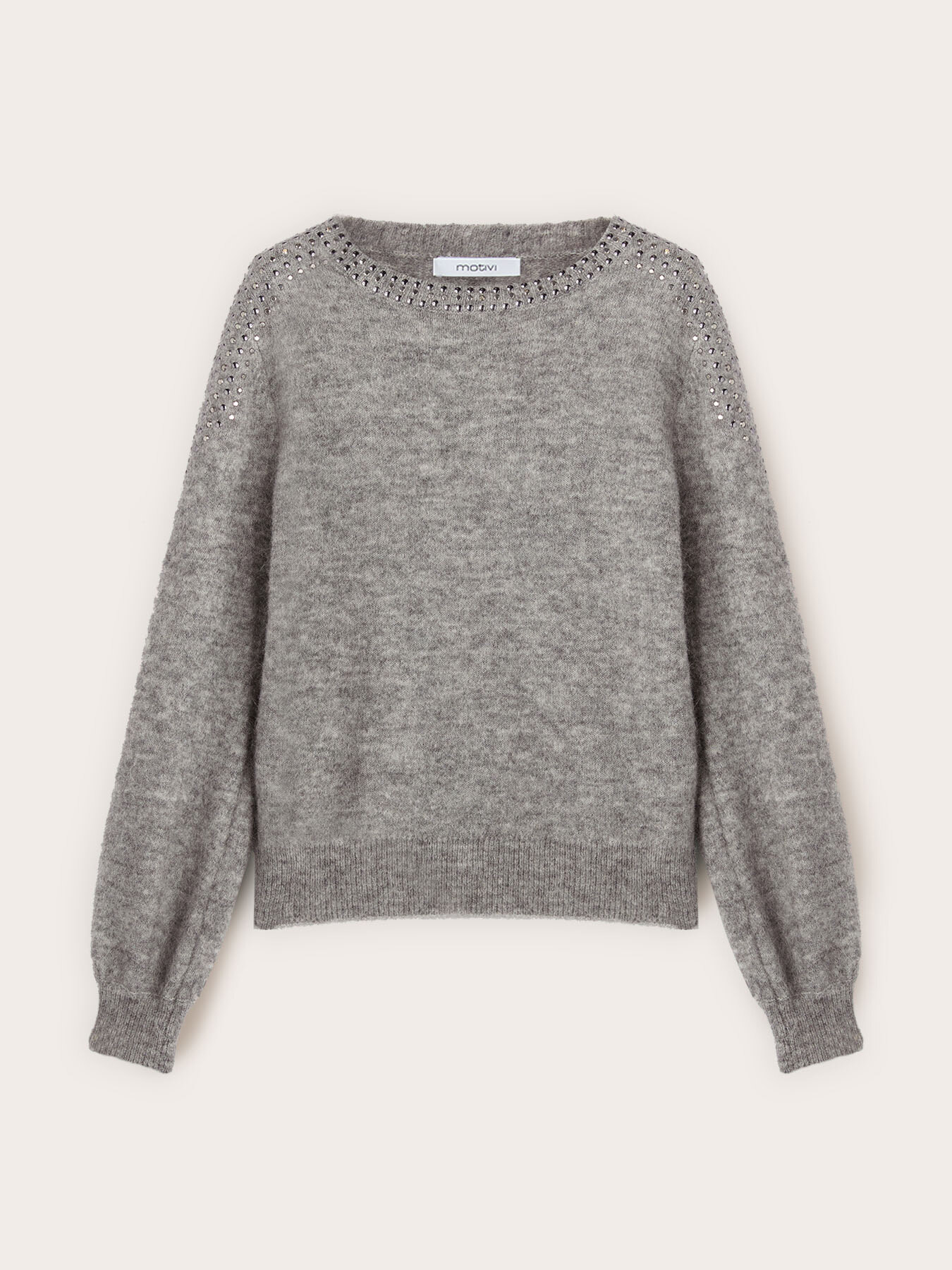 Pull ras-du-cou en mohair avec clous image number 4