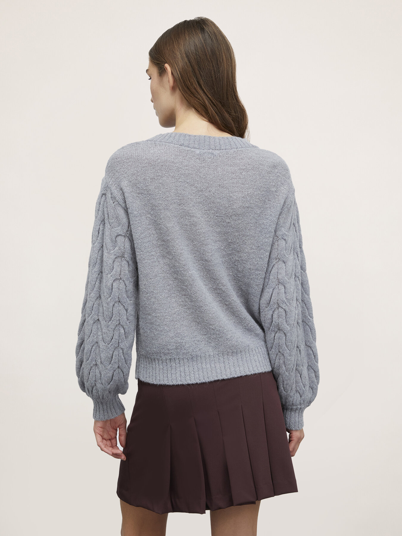 Sweater with oversize cable sleeves image number 1