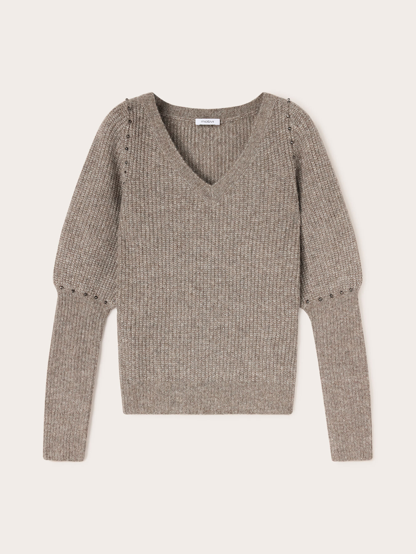 Pull en m&eacute;lange de laine avec manches bouffantes et clous image number 4