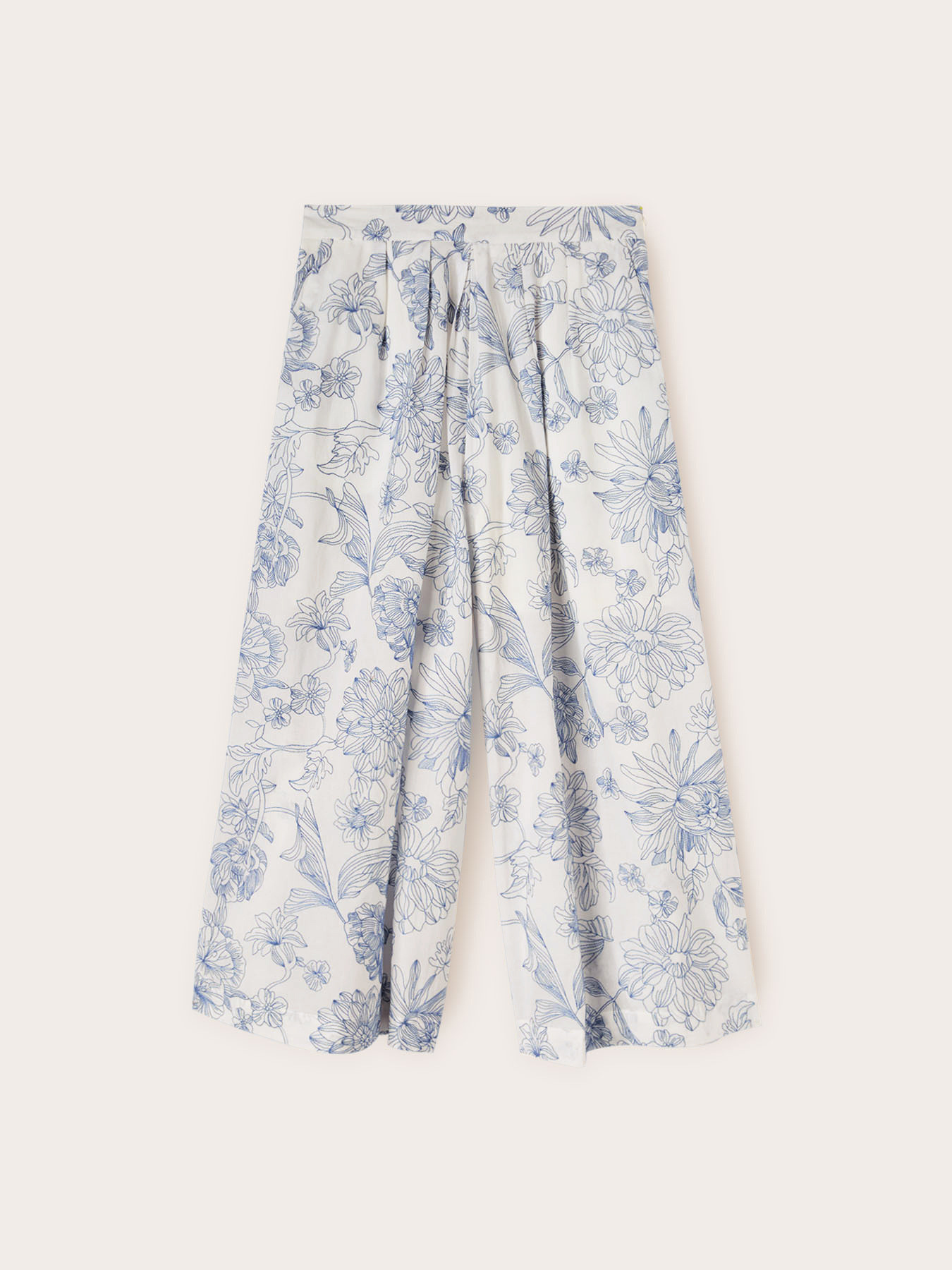 Pantaloni trei sferturi din bumbac cu broderie florală image number 4