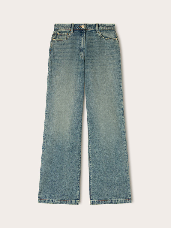 Jeans im Wide-Fit mit hohem Bund in Washed-Optik