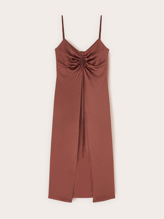 Rochie din satin de acetat cu drapaj