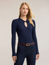 Ribbed viscose polo sweater with cut-out image number 3