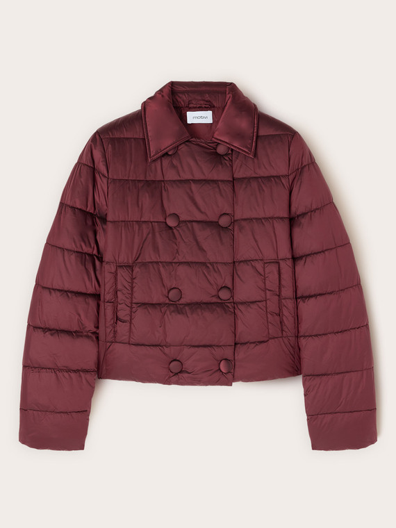 Lightweight crop double-breasted puffer jacket