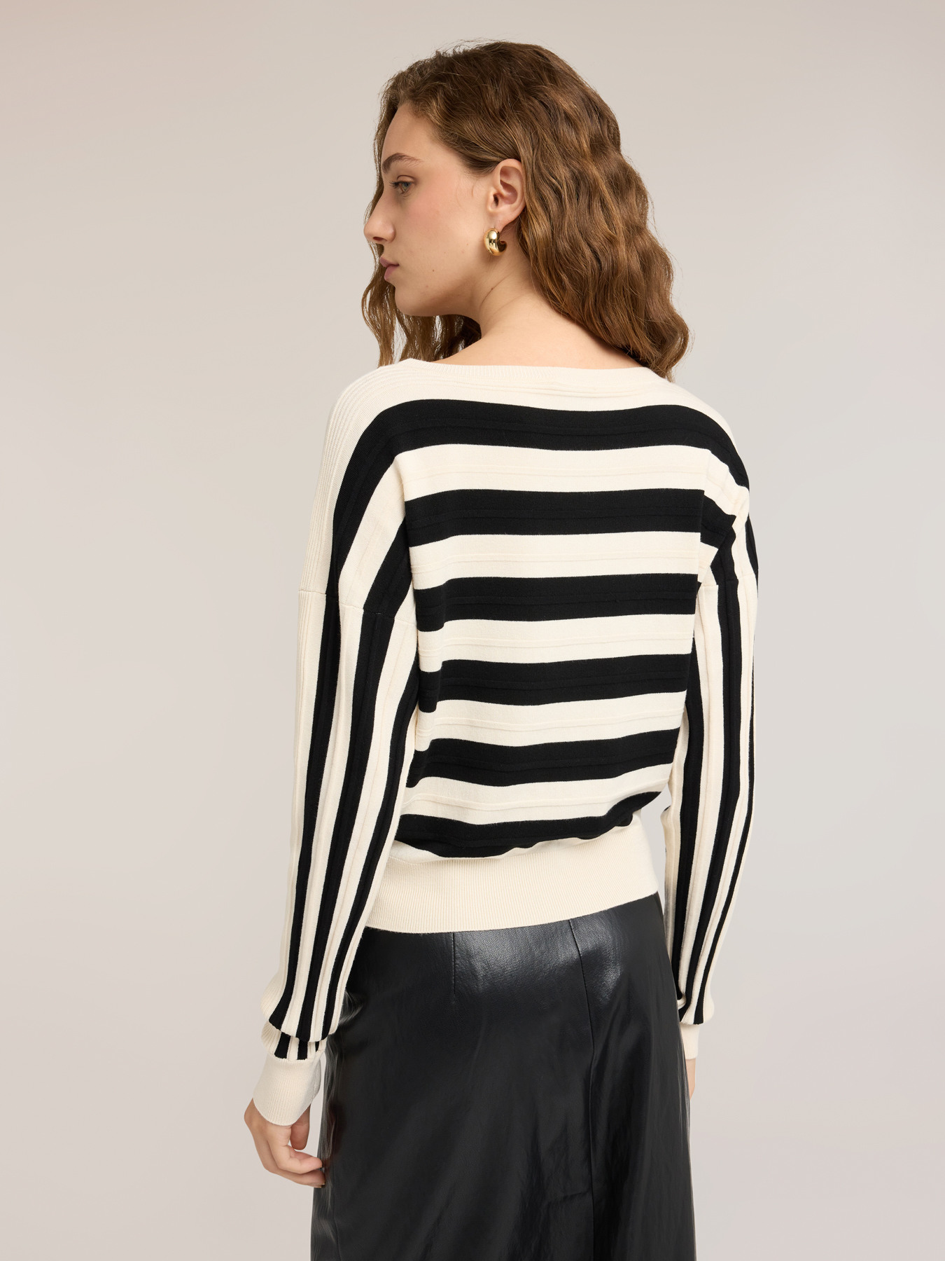 Striped viscose blend sweater image number 1
