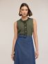 Top misto lyocell con bordi in maglia image number 0