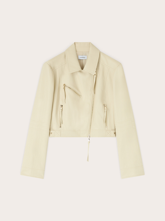 Biker jacket with asymmetric zip