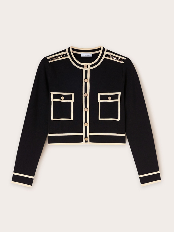 Cardigan with contrasting color edges