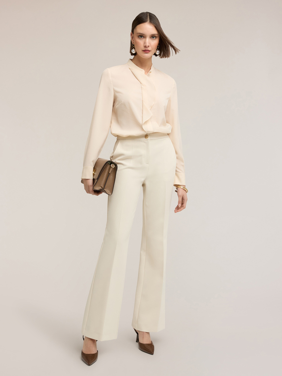 Flare trousers in twill fabric