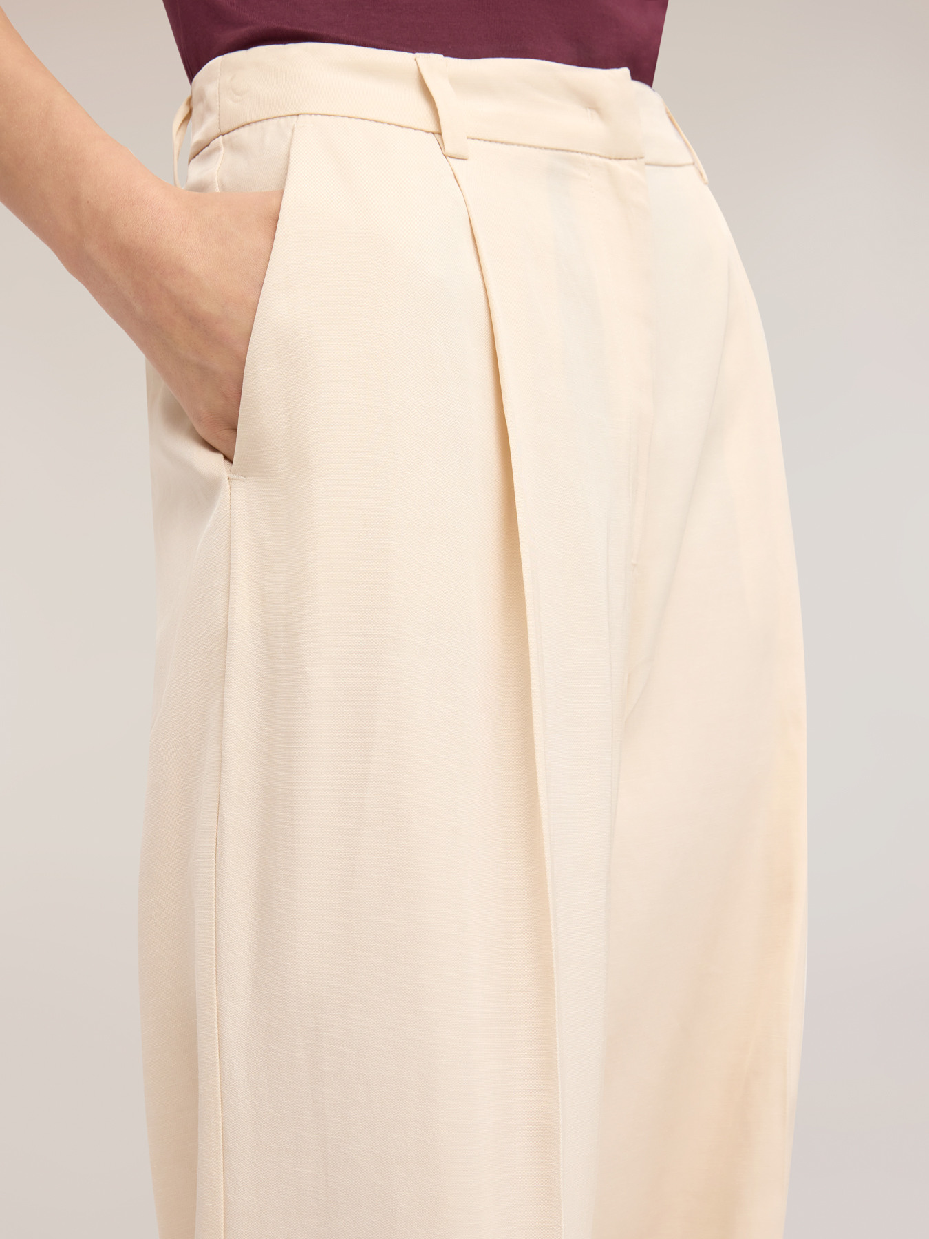Pantaloni palazzo in misto lino con pieghe image number 3