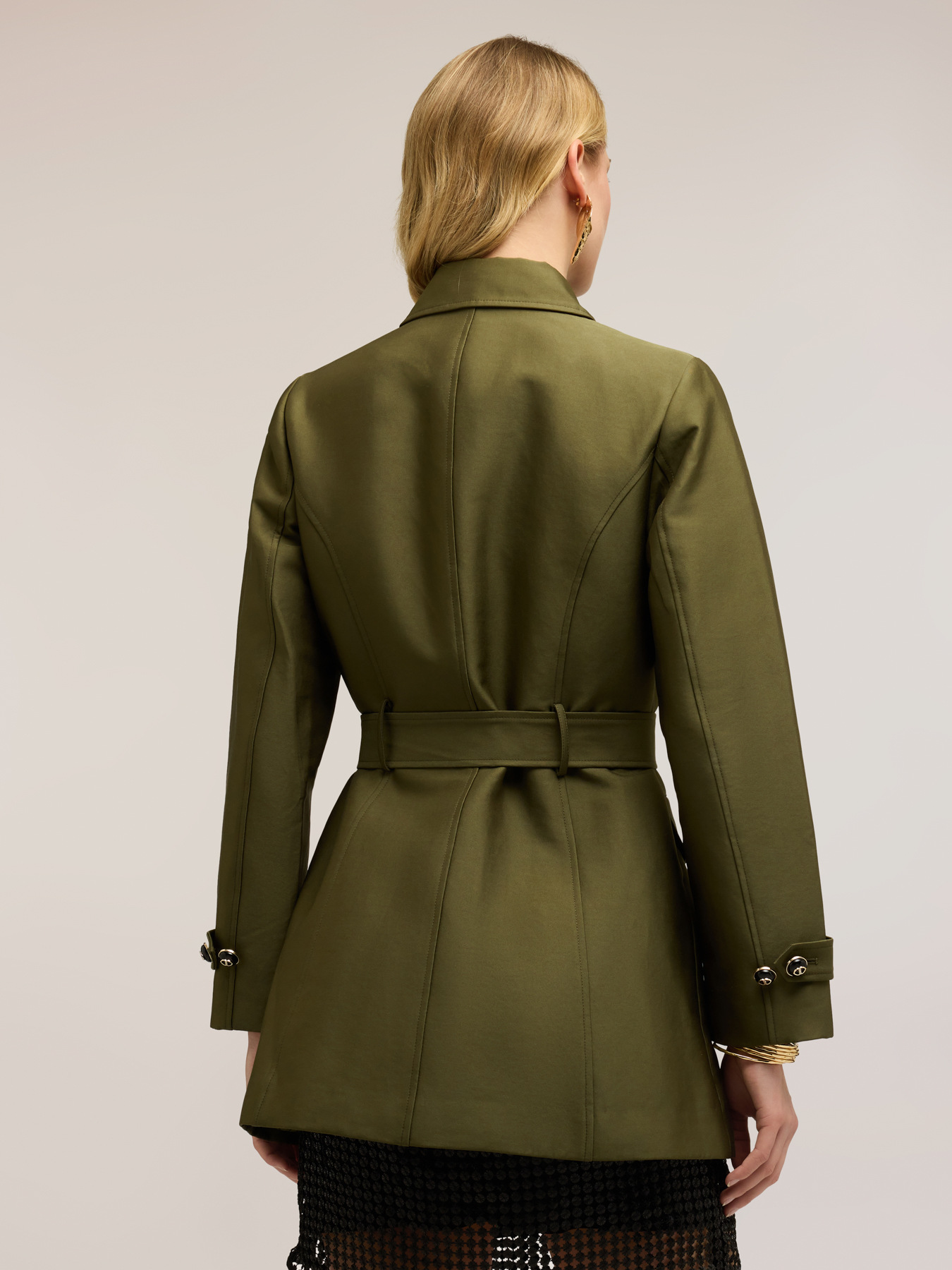 Mixed cotton trench coat with belt image number 2