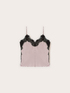 Striped viscose top with lace image number 4