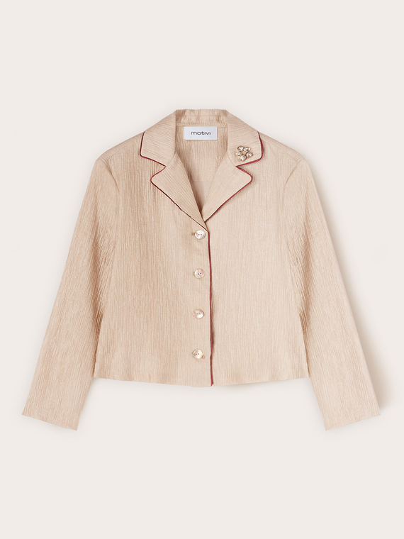 Cr&eacute;pon shirt with jewel appliqu&eacute;